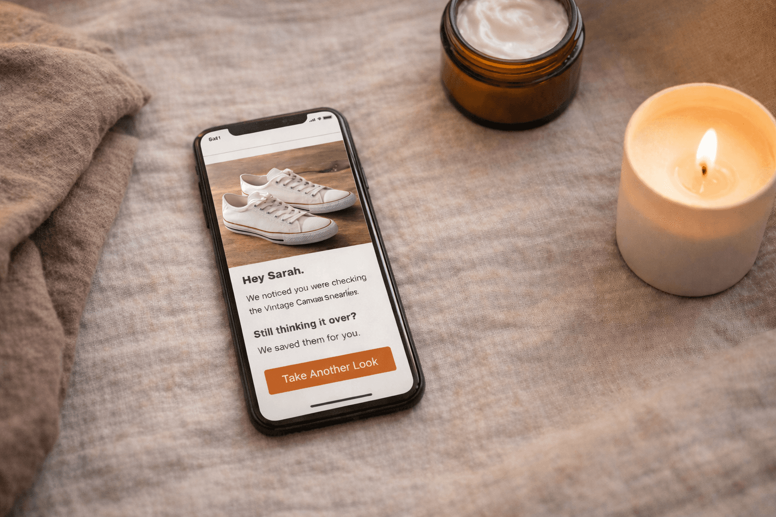 Browse Abandonment Email Design - canvas sneaker email on warm linens